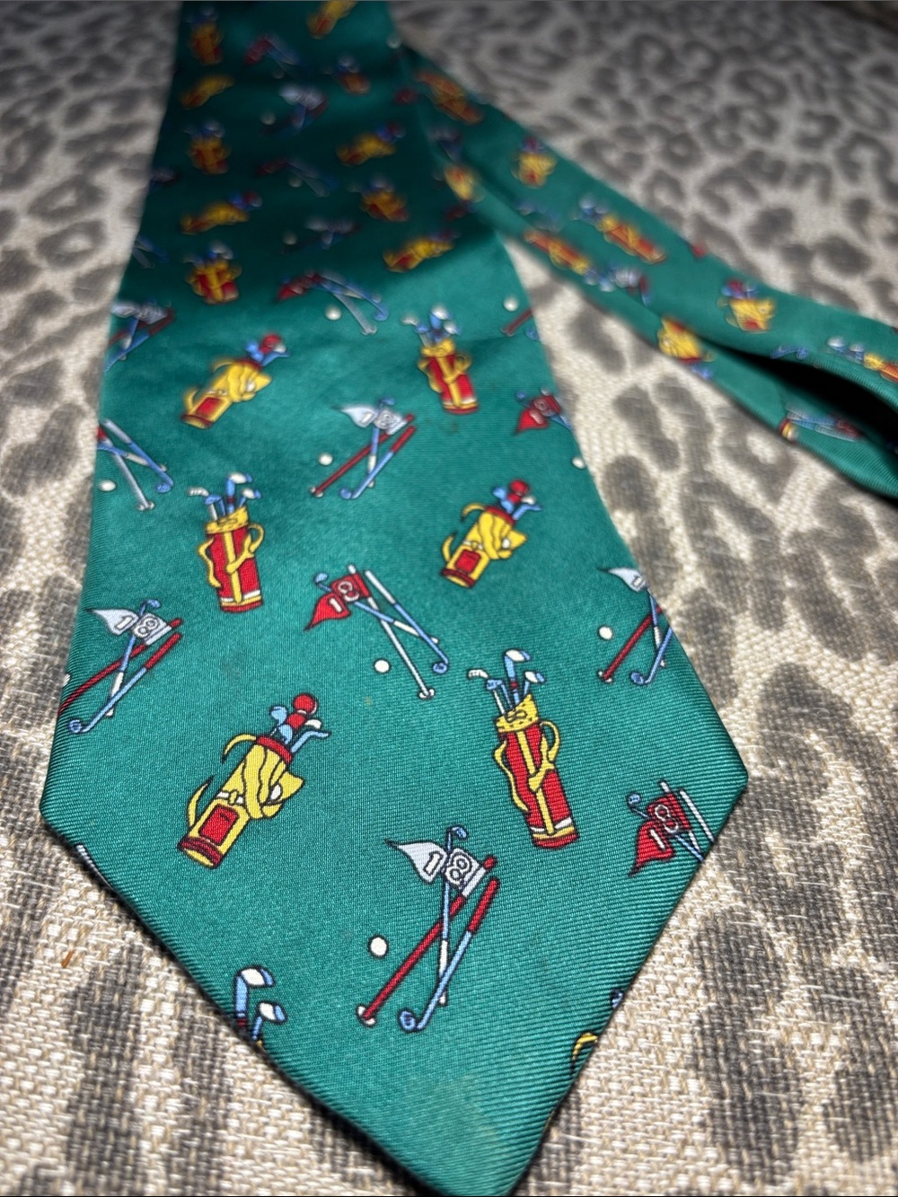 Andrew Scott necktie golf bag print handmade casual tie 100% silk unique tie